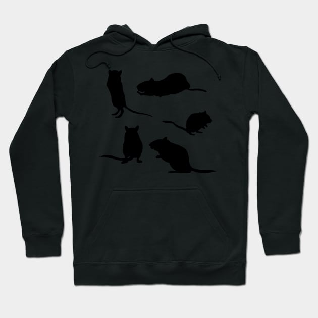 Five black gerbil silhouettes Hoodie by Becky-Marie